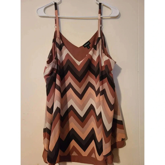 Torrid Sophie Chiffon Double Layer Swing Cami Tank Women 2 Chevron Striped (VA1) - Picture 1 of 5